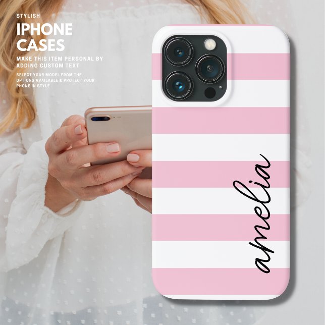 Funda De Case-Mate Para iPhone Sencilla estriba rosa monogramada moderna (Subido por el creador)