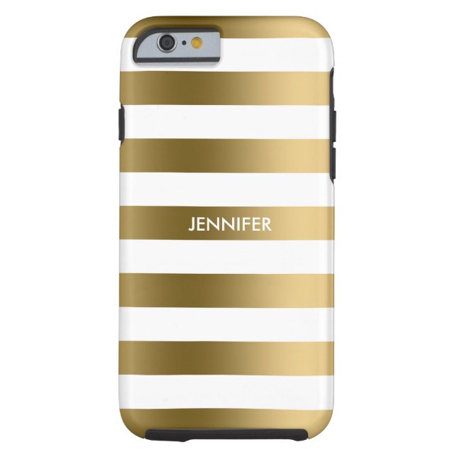 Funda De Case-Mate Para iPhone Sencillas bandas de oro sobre fondo blanco (Reverso)