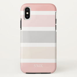 Funda Para iPhone XS Sencillas franjas de crema gris rosada modernas Mo