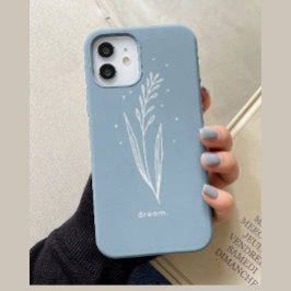 Funda Para iPhone 14 De Case-Mate Sencillo Estético Floral Personalizado Azul Blanco