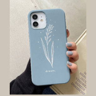 Funda Para iPhone 14 De Case-Mate Sencillo Estético Floral Personalizado Azul Blanco