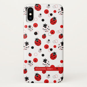 Funda Para iPhone X Sencillo patrón de bugs rojo, negro y blanco