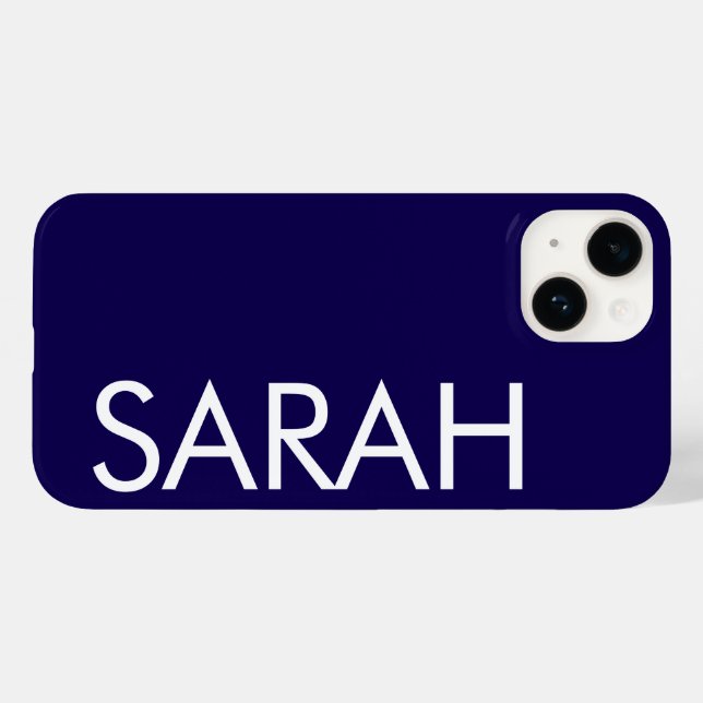 Funda De Case-Mate Para iPhone Sencillo y moderno nombre personalizado azul oscur (Reverso  (Horizontal))