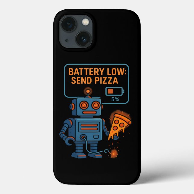 Funda De Case-Mate Para iPhone Send Pizza Robot Battery 5% Gaming Foodie Funny (Reverso)
