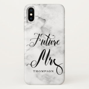 Funda Para iPhone X Señora futura de mármol Script Calligraphy Bride a