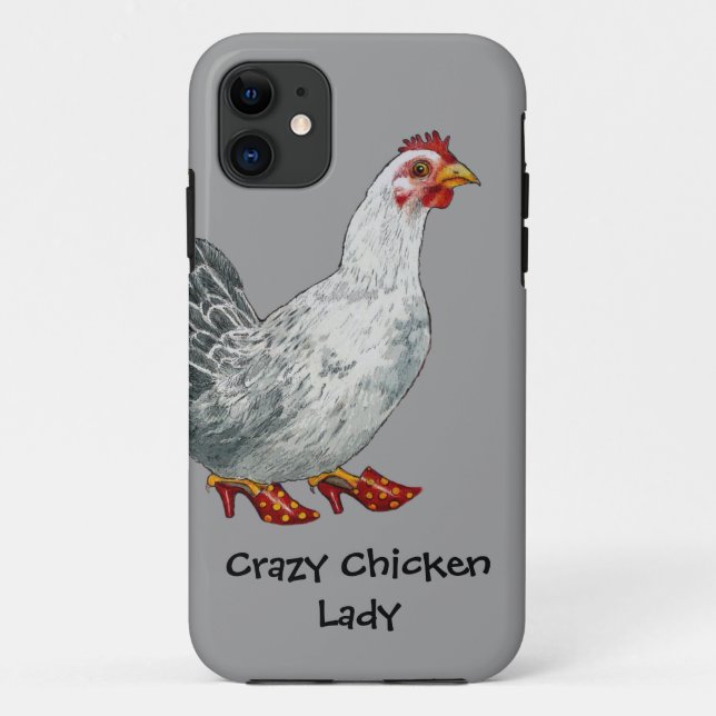 Funda De Case-Mate Para iPhone Señora loca del pollo (Reverso)
