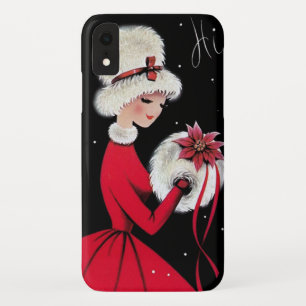 Funda Para iPhone XR Señora retra día de fiesta del navidad del vintage