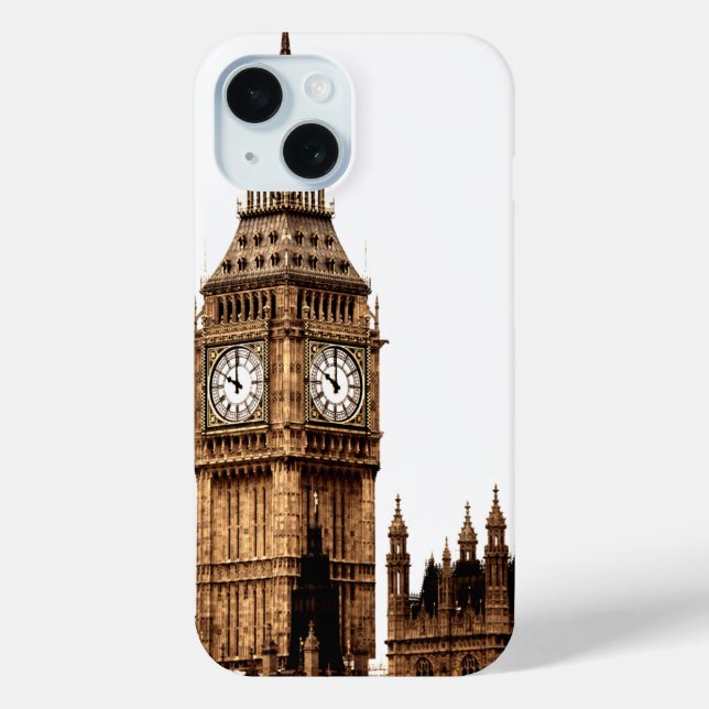 Funda De Case-Mate Para iPhone Sepia Big Ben Tower (Reverso )