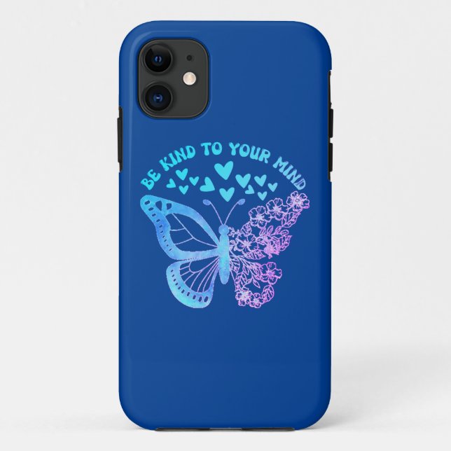 Funda De Case-Mate Para iPhone SER AMABLE CON SU MENTE mariposa, salud mental (Reverso)