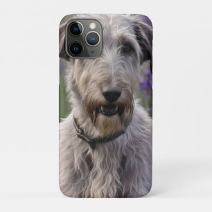 Funda Para iPhone 11 Pro Serene Majesty: Lobo sentado en un iris morado