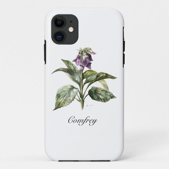 Funda De Case-Mate Para iPhone Serene Watercolor Comfrey, personalizado (Reverso)