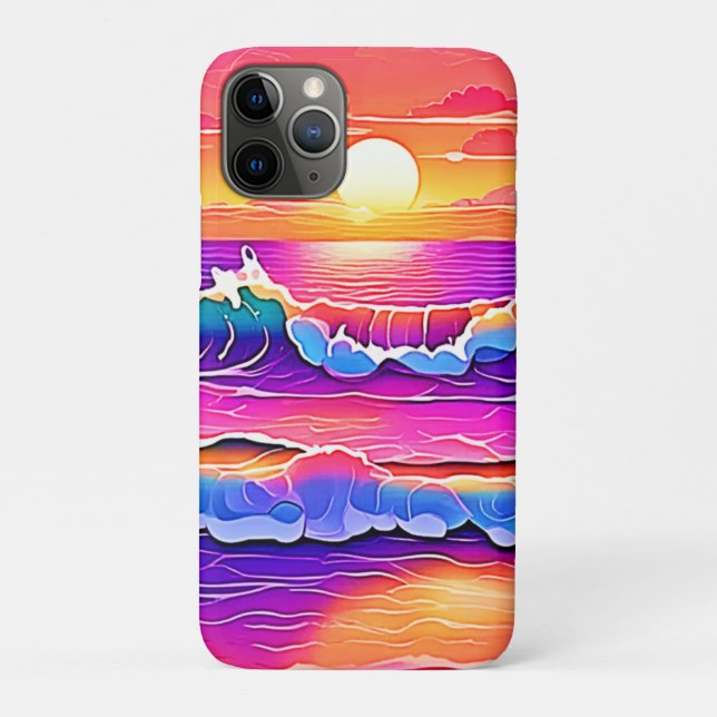 Funda De Case-Mate Para iPhone Serenidad Retro Wave Sunset (Reverso)