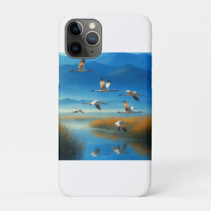 Funda Para iPhone 11 Pro Sereno paisaje de lago en la naturaleza con grulla