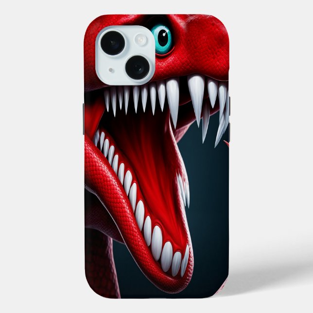 Funda De Case-Mate Para iPhone Serpiente Cobra con escalas rojas vibrantes y ojos (Reverso )