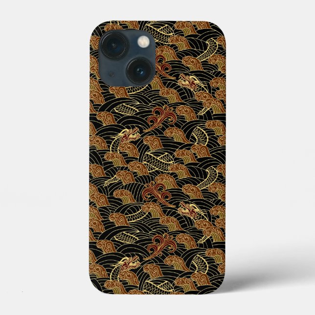 Funda De Case-Mate Para iPhone Serpiente del Mar de Arte Asiático Oriental (Reverso )