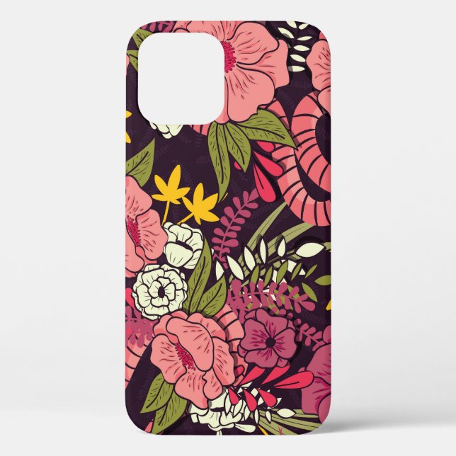 Funda De Case-Mate Para iPhone Serpientes de jungla, flores tropicales, patrón vi (Reverso )