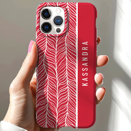 Funda Para iPhone 15 Serrucho Rojo Y Blanco Nombre Personalizado