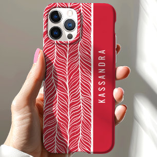 Funda Para iPhone 15 Serrucho Rojo Y Blanco Nombre Personalizado