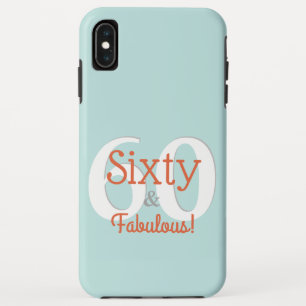 Funda Para iPhone XS Max Sesenta y fabuloso Cumpleaños feliz 60 Teal y nara