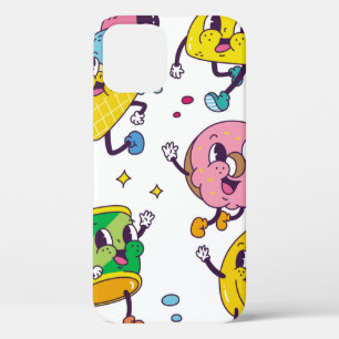 Funda Para iPhone 12 Set de comida y bebida en ilusiones de estilo retr
