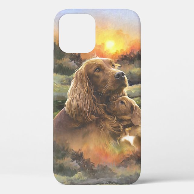 Funda De Case-Mate Para iPhone Setter irlandés con cachorro (Reverso )