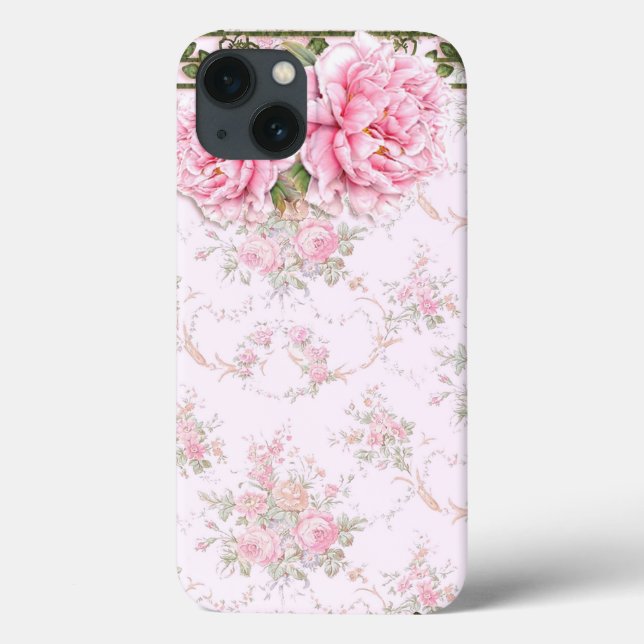 Funda De Case-Mate Para iPhone Shabby Chic Bonito Peonies (Reverso)