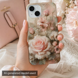 Funda Para iPhone 15 Shabby Chic Pastel Rosa Vintage