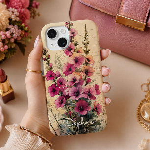 Funda Para iPhone 15 Shabby Chic Pink Wildflower personalizado