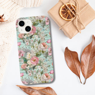 Funda Para iPhone 14 De Case-Mate Shabby de Floral blanca rosa azul victoriano chic