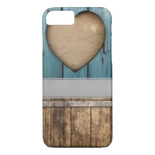 Funda Para iPhone 8/7 ShabbyChic Blue, accesorios de corazones rosados, 