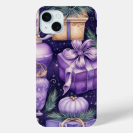 FUNDA PARA iPhone 15 MINI SHADESOF PURPLE & GOLD NAVIDAD PRESENTES