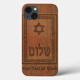 Funda Para iPhone 13 Shalom de madera tallado