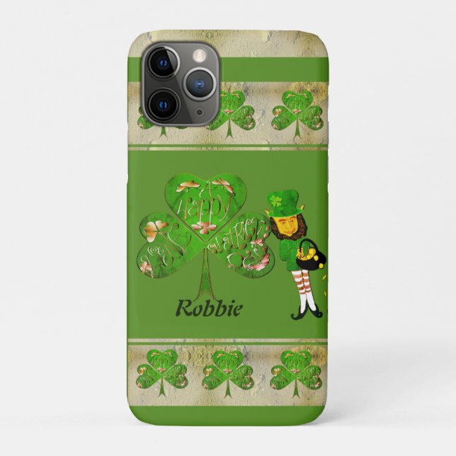 Funda De Case-Mate Para iPhone Shamrocks y un Leprechaun (Reverso)