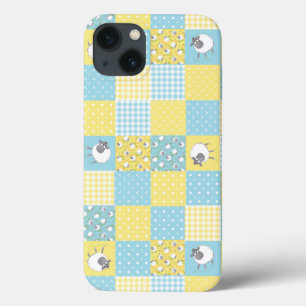Para iPhone 13 Sheep, Country Faux Patchwork iPad Case-Mate Funda