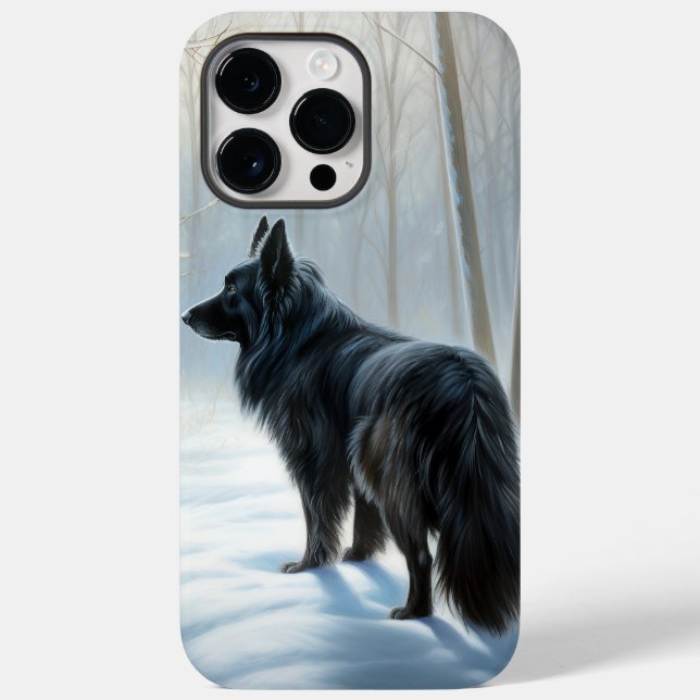 Funda De Case-Mate Para iPhone Sheepdog belga deja que nieva a Navidades (Reverso )
