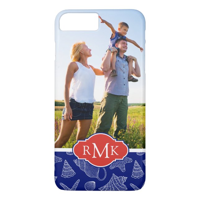 Funda De Case-Mate Para iPhone Shell azul modela el | su foto y monograma (Reverso)