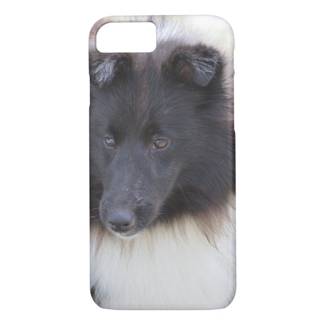 Funda De Case-Mate Para iPhone Sheltie blanco y negro (Reverso)
