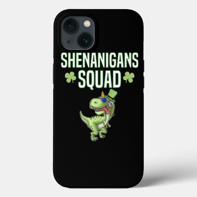 Funda De Case-Mate Para iPhone Shenanigans Squad St Patricks Day Dinosaur Dino Bo (Reverso )