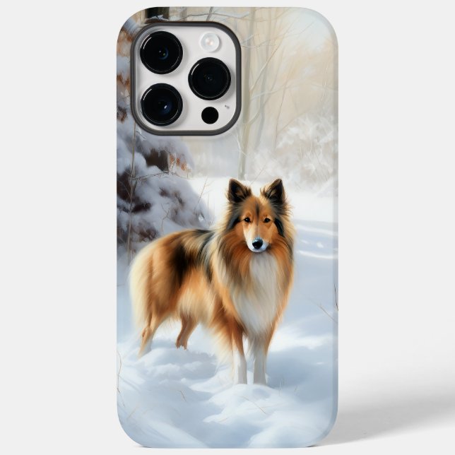 Funda De Case-Mate Para iPhone Shetland Sheepdog Deja Que Nieva Navidades (Reverso )