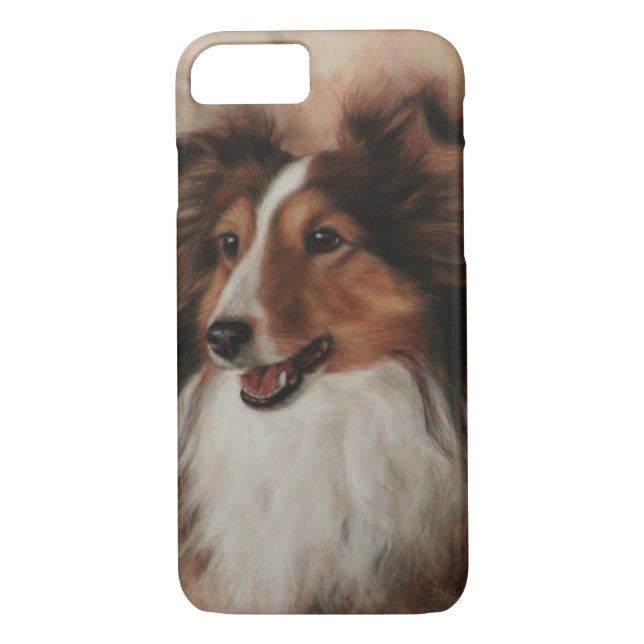 Funda De Case-Mate Para iPhone Shetland Sheepdog Sheltie sonriendo (Reverso)