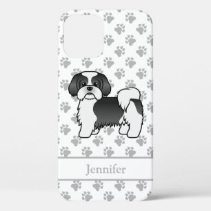 Funda Para iPhone 12 Pro Shih Tzu negro y blanco Perro de dibujos animados