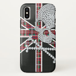 Funda Para iPhone X Shinus Diamond Skull Black Red Grid
