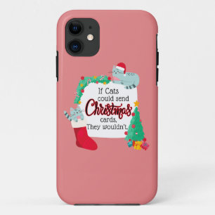Funda Para iPhone 11 Si los gatos enviaran tarjetas a los Navidades, no