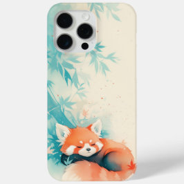 Funda Para iPhone 15 Pro Max Siesta en el bosque de bambú del panda rojo