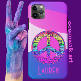 Funda Para iPhone 11 Pro Max Signo de amor y paz de arte moderno colorido