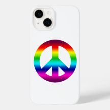 Signo de paz arcoiris en hippie vientre en blanco