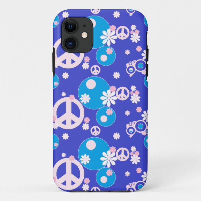 Funda De Case-Mate Para iPhone signo de paz azul (Reverso)