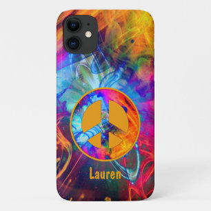Funda Para iPhone 11 Signo de paz con colores negrita y corrientes de l