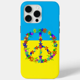 Funda Para iPhone 15 Pro Max Signo de paz con flores, bandera ucraniana