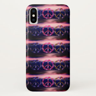Funda Para iPhone X Signo de paz con flores coloridas